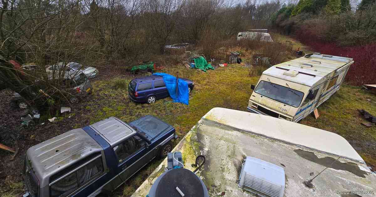Eerie images show creepy car graveyard full of abandoned motorhomes left to rot