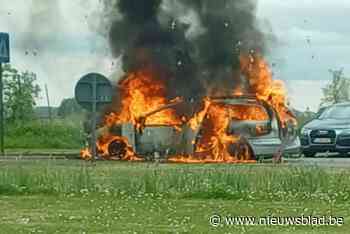 Zware autobrand rond ovonde in Maaseik zorgt voor verkeerschaos, vier Roemenen nipt ontsnapt