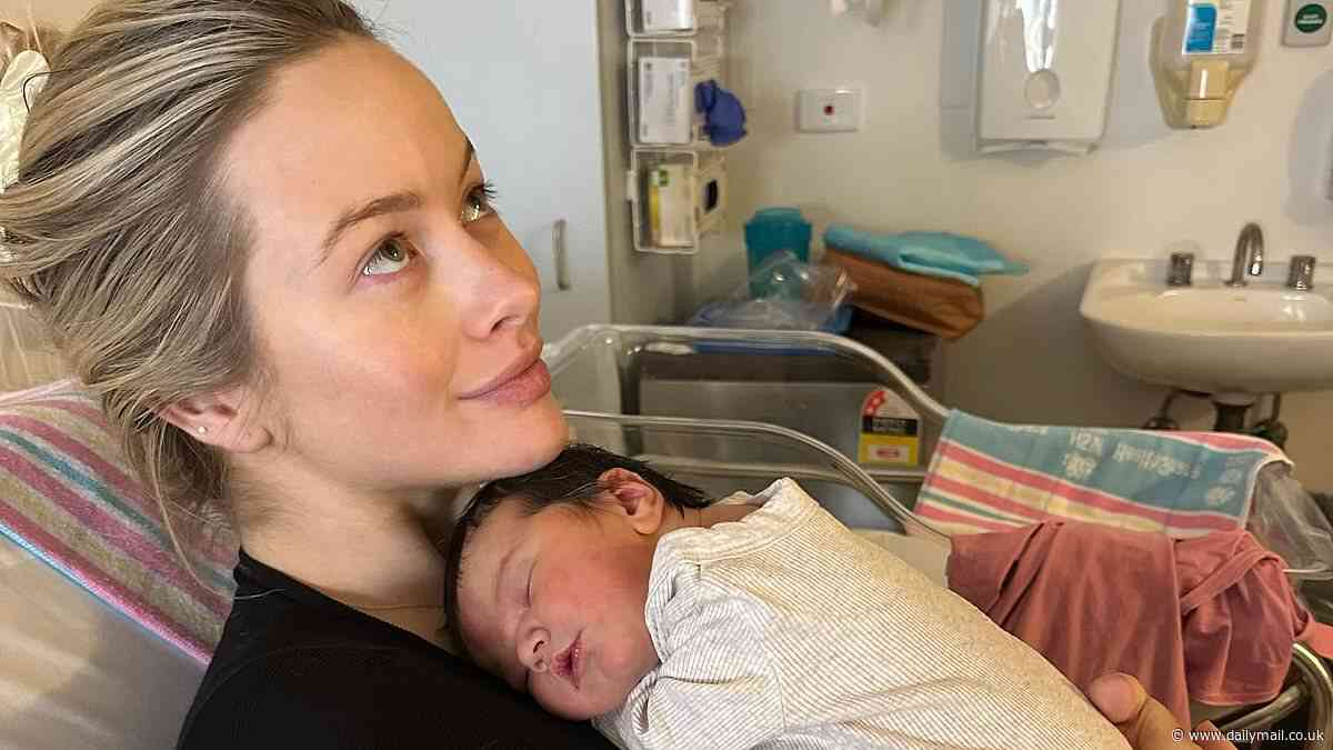 Jono Castano reveals he was 'super stressed' and cried while girlfriend Simone Holtznagel gave birth - as the couple share a glimpse at their home life with newborn daughter