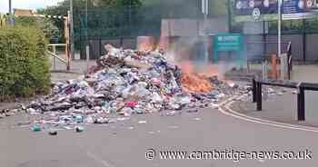 Fire forces lorry to dump waste outside college