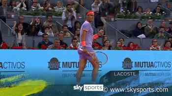 Crowd roars as Nadal breaks back in Madrid!