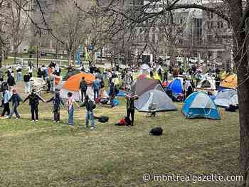 Protesters set up encampment at McGill University in solidarity with Palestinians in Gaza