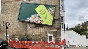 'Our prices are falling rapidly - but our billboard certainly isn't!' Waitrose's cheeky message to overzealous city council after it fenced off store's joke wonky advert over 'public safety' fears