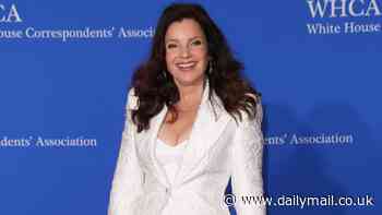 Fran Drescher, 66, stuns in elegant pearly white pantsuit with a sparkly handbag as she joins A-list stars at White House Correspondents' Dinner
