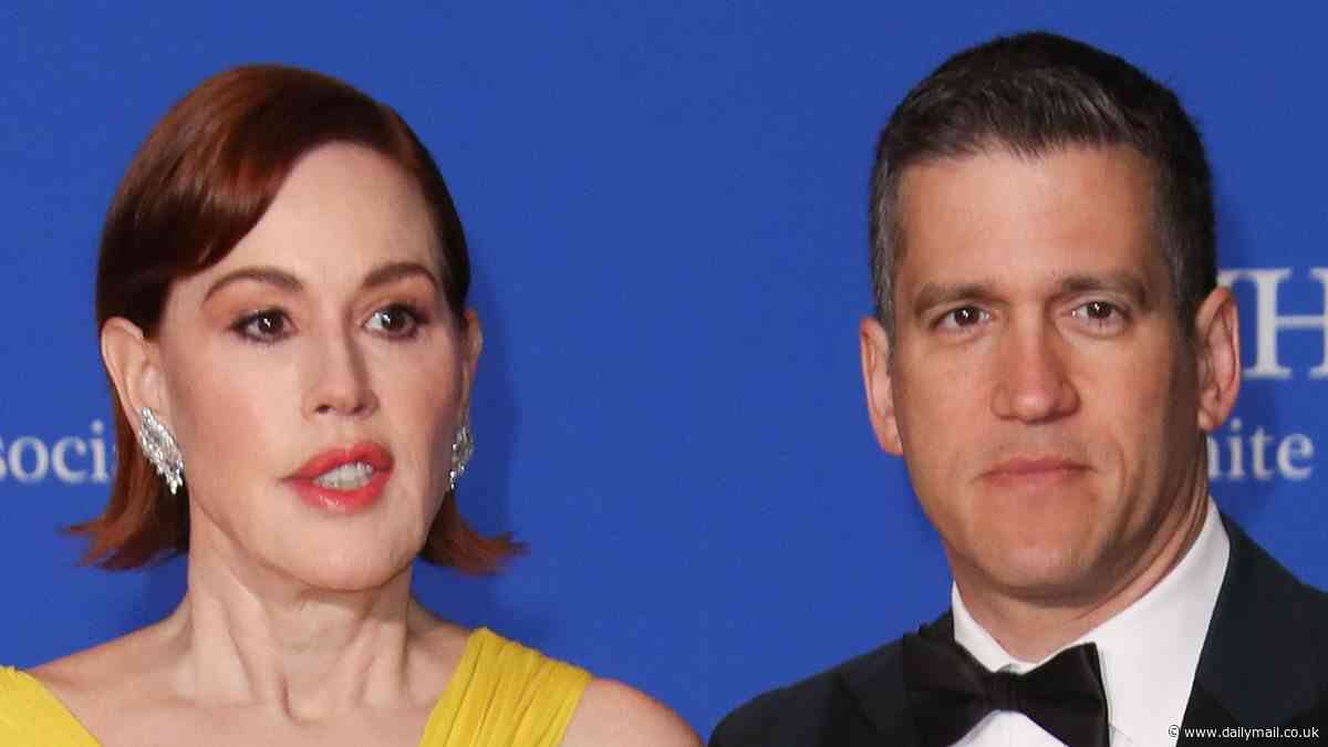 Molly Ringwald, 56, looks striking in bright yellow gown beside husband Panio Gianopoulos, 48, at White House Correspondents' Dinner in Washington D.C.