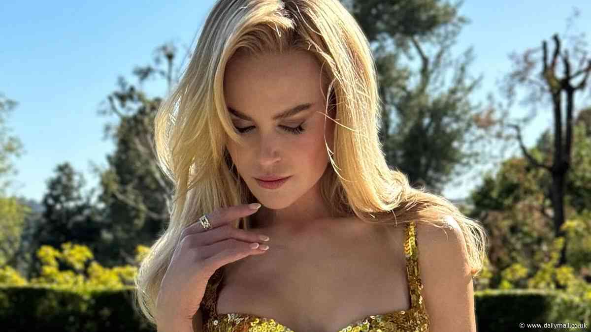 Nicole Kidman sizzles in gold Balenciaga during impromptu backyard photoshoot as she prepares to receive an AFI award