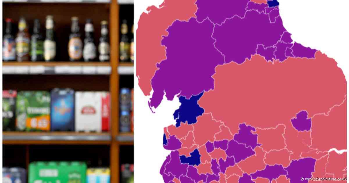 Map shows how alcohol causes death in each area of the North East