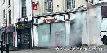 Smoke spotted pouring out of Herefordshire Santander bank