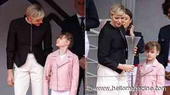 Princess Charlene's lookalike daughter Princess Gabriella is her double in candy pink leather jacket
