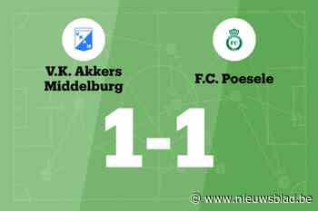 VK Akkers Middelburg speelt gelijk tegen FC Poesele B