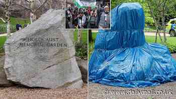Fury as memorial to six million Jews killed in Holocaust is covered up and guarded by police in London's Hyde Park over fears it will be vandalised by pro-Palestine activists