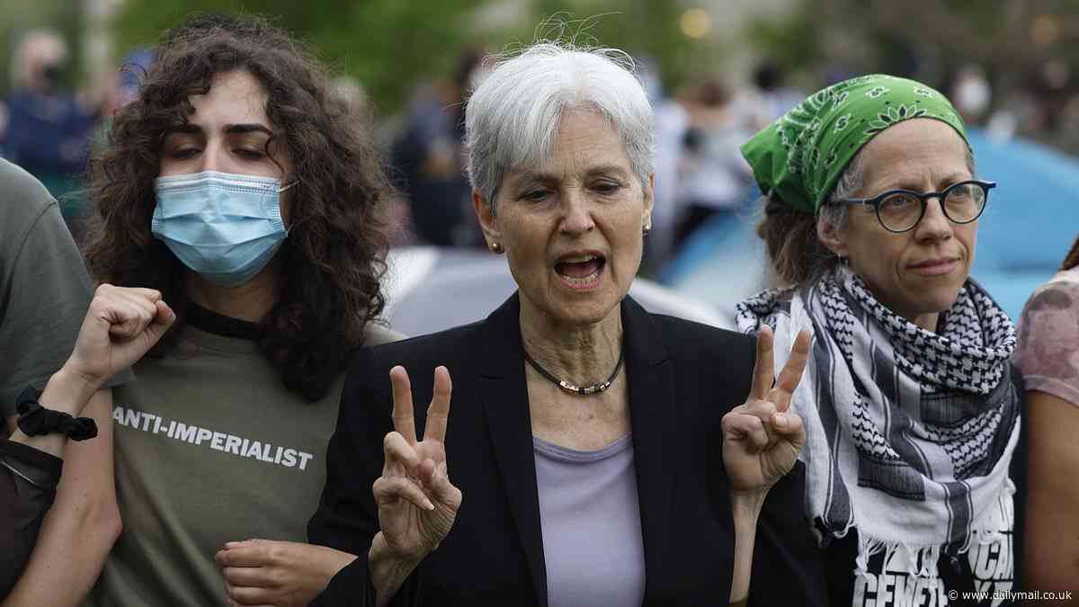 Anti-Israel mob unfurls ISIS banner at Washington University as Green Party presidential candidate is arrested - while Harvard students raise Palestinian banner instead of the US flag