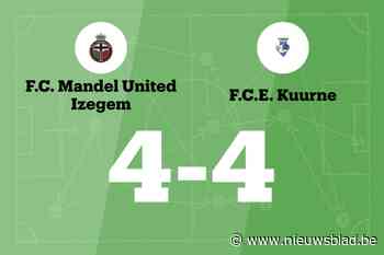 Mandel United B speelt thuis gelijk tegen FCE Kuurne
