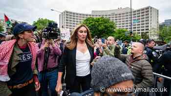Caitlyn Jenner confronts anti-Israel mob outside White House Correspondents' Dinner as she and socialite friend Sophia Hutchins flip them the bird