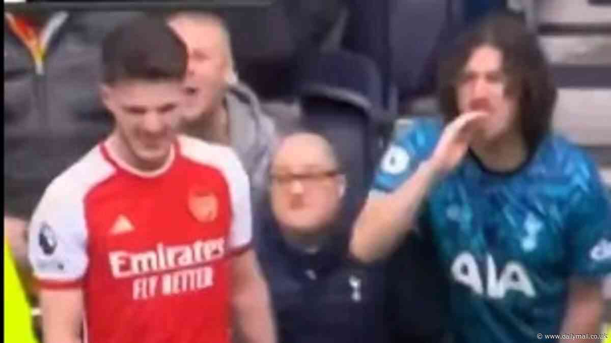 Tottenham fan hurls abuse at Declan Rice but then heads for the exit as his corner leads to Arsenal's third goal in thrilling win over Tottenham