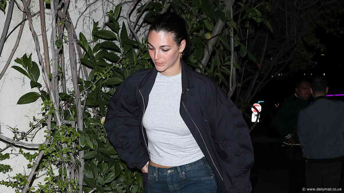 Vittoria Ceretti, 25, looks effortlessly stylish as she leaves the Chateau Marmont without boyfriend Leonardo DiCaprio, 49