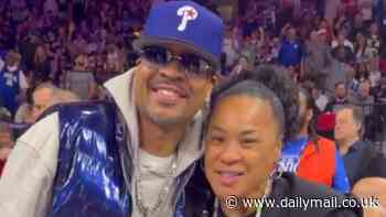 South Carolina's March Madness-winning coach Dawn Staley attends Sixers-Knicks playoff game as the Philly native embraces team legend Allen Iverson at courtside... before taunting New York star Isaiah Hartenstein in 97-92 loss for hosts