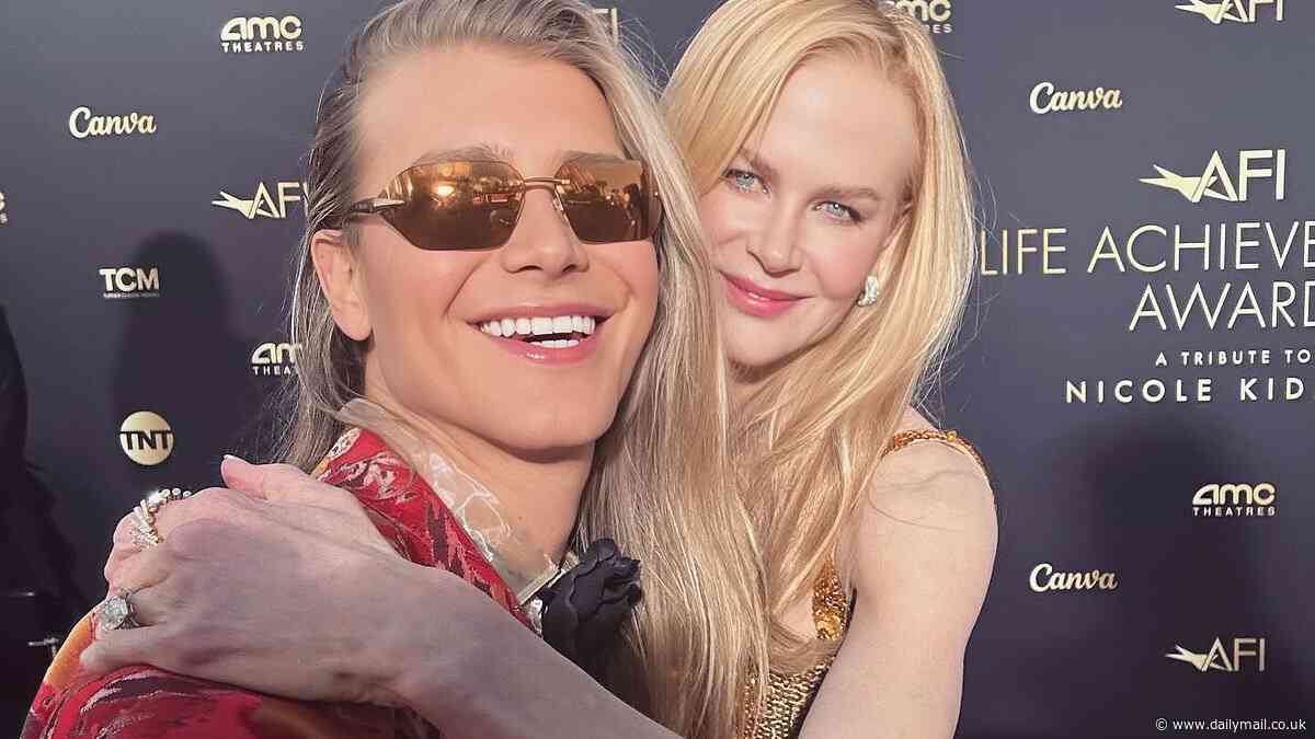 Christian Wilkins poses with Nicole Kidman in LA as actress becomes first Australian to win an American Film Institute Lifetime Achievement Award