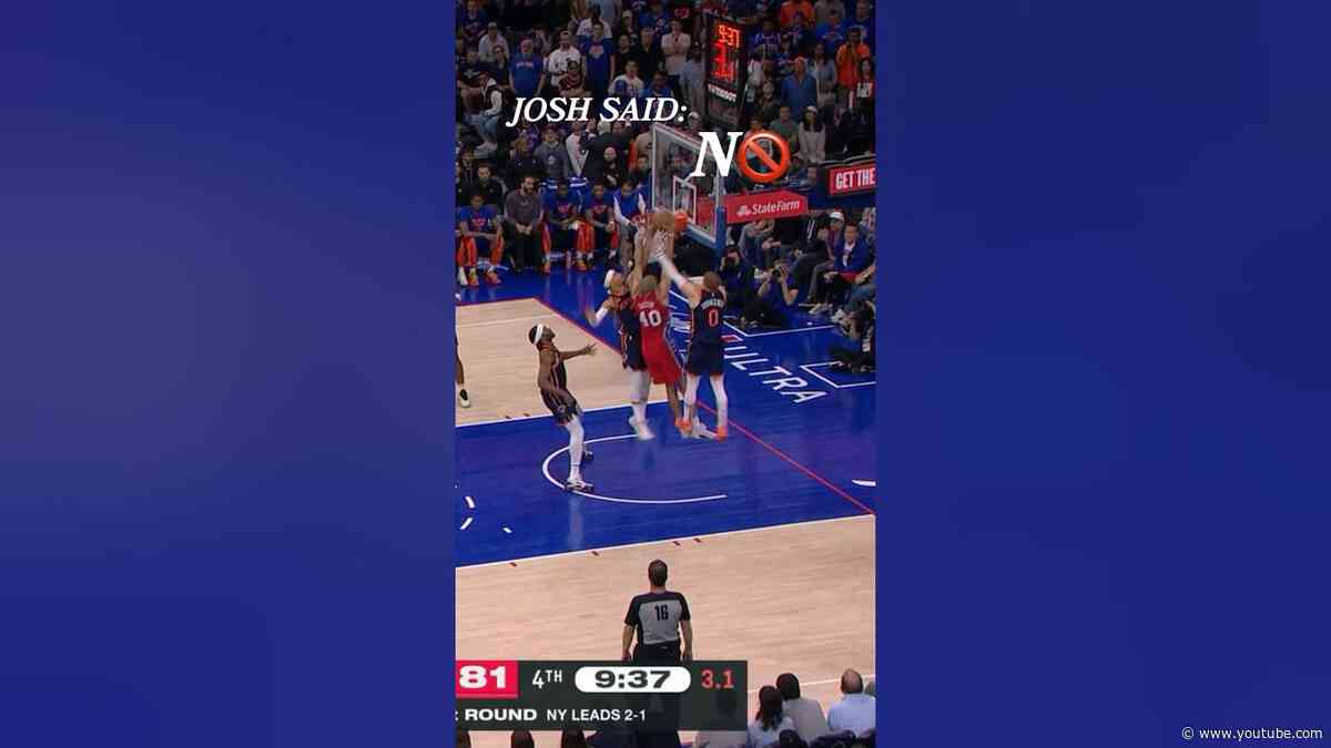 Josh Hart with a BIG rejection in Game 4‼️ #knicks #shorts #nbaplayoffs #block #blocked #no