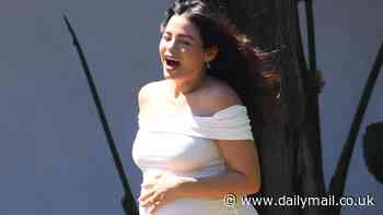 Pregnant Jenna Dewan beams while showcasing substantial bump in white dress at Los Feliz baby shower