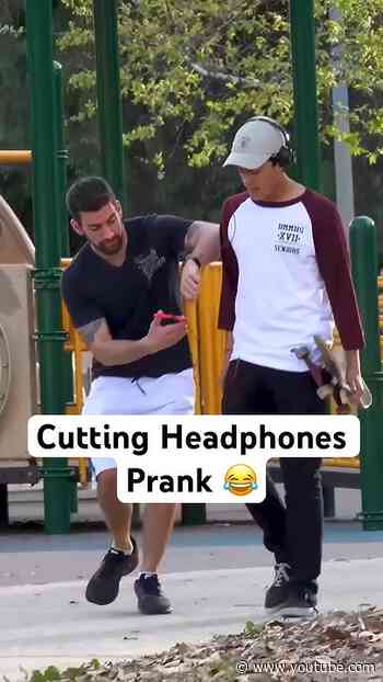 Cutting Headphones Prank 😂 #JoeySalads #Pranks #Shorts