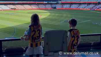 Jesinta Franklin gives husband Buddy's fans a heartwarming behind the scenes look at his return to the MCG in a very rare public appearance with his kids