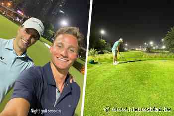Mathieu van der Poel schaaft golfswing bij met Belgische prof Alan De Bondt op vakantie in Dubai