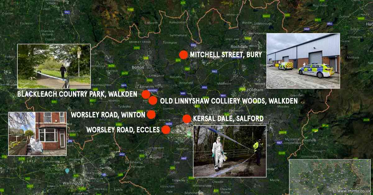 Everywhere police found body parts in cling film mapped in Salford murder probe
