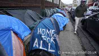 Dublin's migrant 'tent city': Makeshift encampment lines the pavements around asylum processing centre as UK rejects bid by Ireland to return refugees crossing from NI