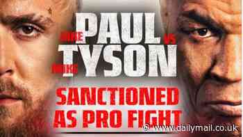 Jake Paul's fight with Mike Tyson, 57, in Texas is officially sanctioned as a professional fight with the result to go on both boxers' official records