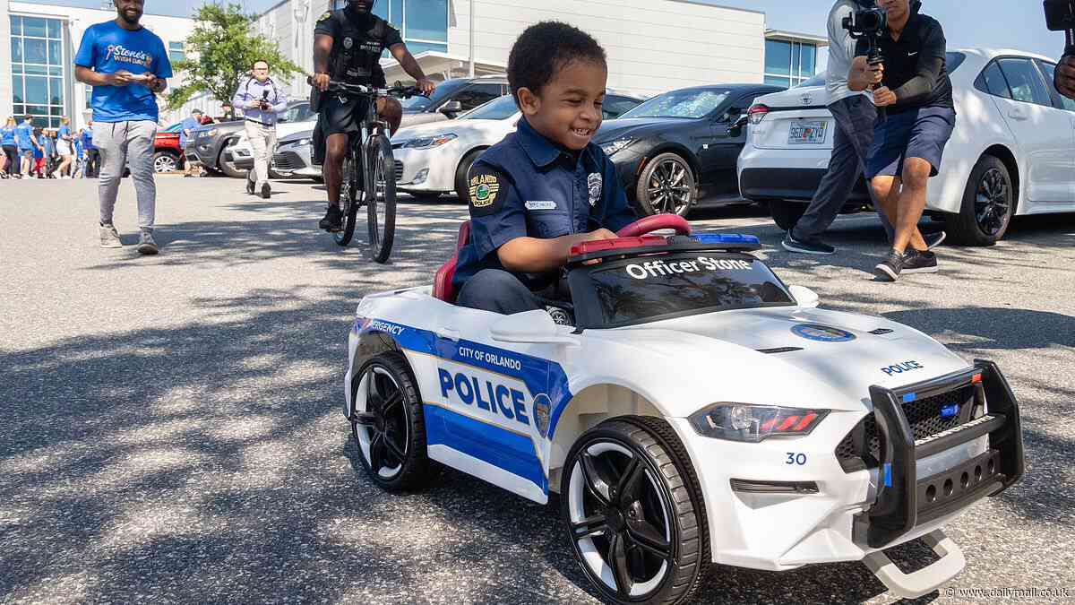 Orlando boy, 4, battling end-of-life kidney disease has dreams come true as he's sworn in as police officer thanks to Make-a-Wish foundation