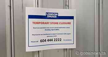 London Drugs stores across B.C. remain closed and phone lines taken down