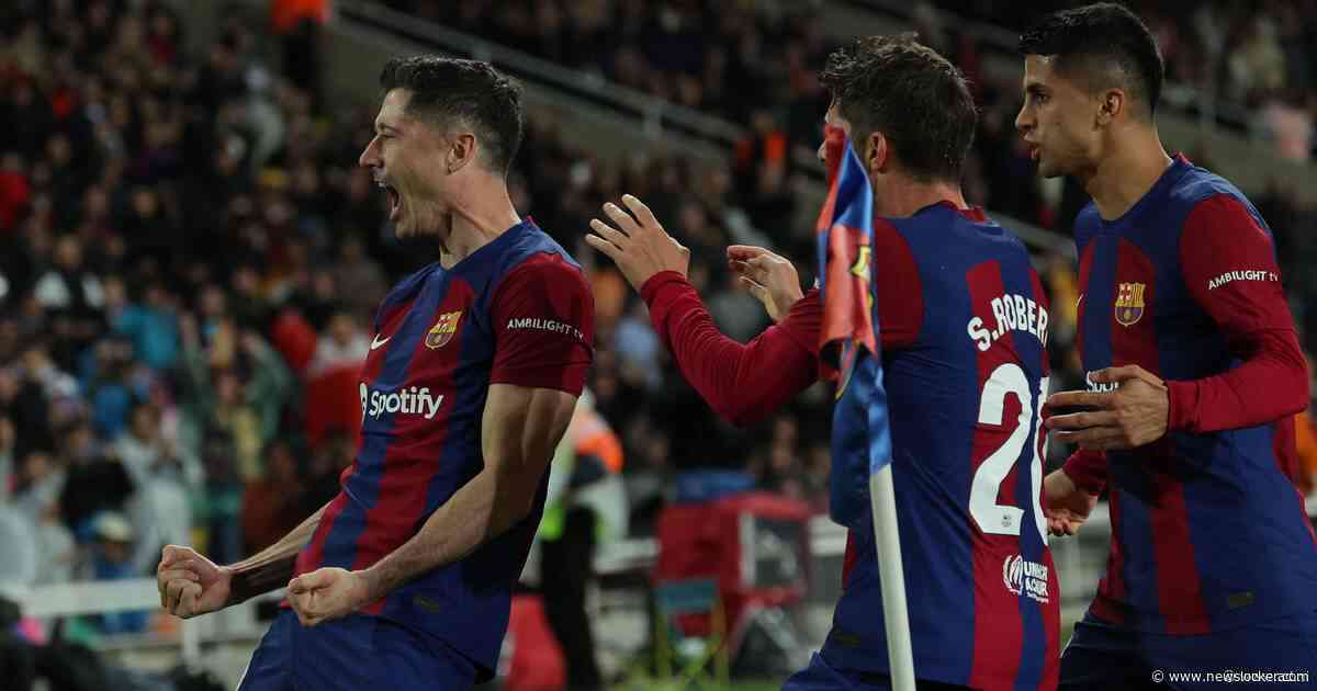 Hattrickheld Lewandowski redt Barcelona na foutenfestival: tiental Valencia op valreep verslagen