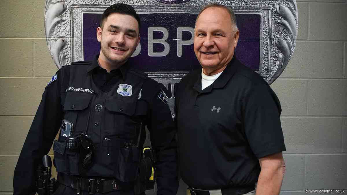 Touching moment former Indiana cop who rescued newborn baby abandoned in a hallway days before Christmas meets him 24 years later