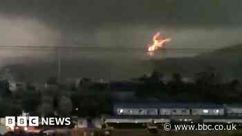Watch: Moment tornado hits power lines in China