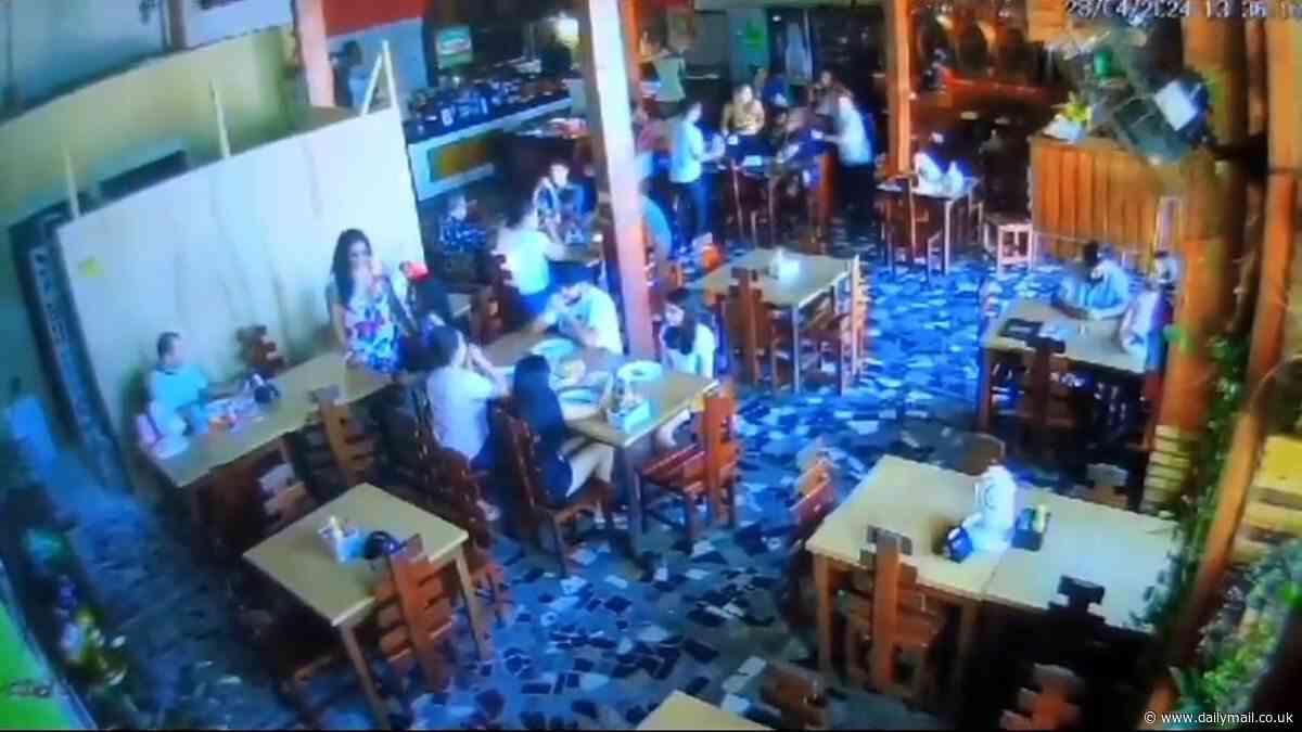 Terrifying moment waiter stabbed dead councilman and wounds two people at Brazilian restaurant because his daughter was the target of a kidnapping scheme