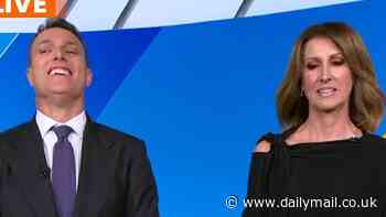 Natalie Barr and Matt Shirvington grimace as Sunrise weather reporter goes rogue during live cross
