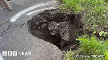 Sinkhole prompts road closure on the Mendip Hills