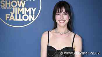 Anne Hathaway rocks sheer black bustier top while promoting upcoming romantic comedy The Idea Of You