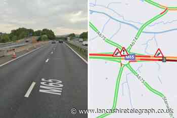Traffic backed up on M65 following a crash