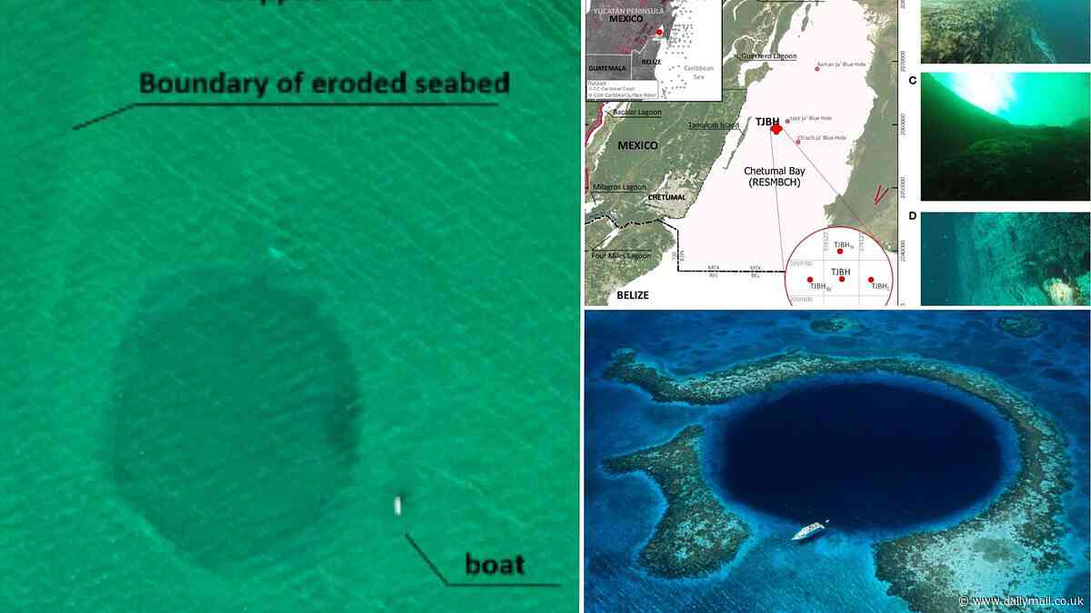 World's deepest blue hole is discovered in Mexico: Huge abyss extends at least 1,380ft below sea level - and scientists are yet to reach the bottom of it