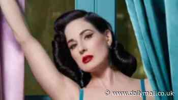 Dita Von Teese shows off her incredible figure as she models racy lace lingerie from her new collection