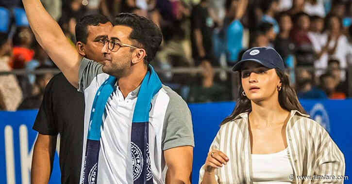 Ranbir Kapoor and Alia Bhatt at the Super League match yesterday