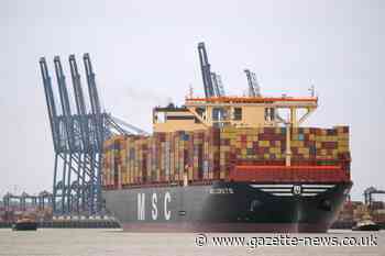 World's largest container ship MSC Loreto in Felixstowe