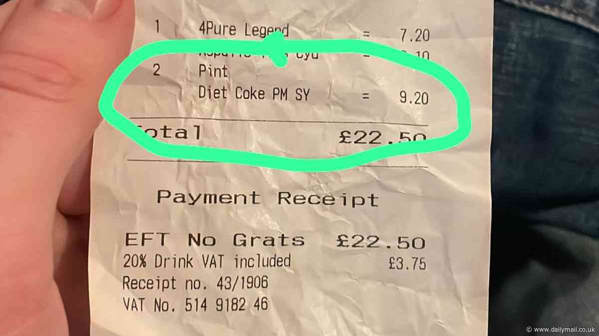 Now it's £4.60 for a DIET COKE! Furious pub customers are charged nearly £5 for a pint of fizzy soft drink - as cost of lager hurtles towards £9
