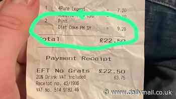Now it's £4.60 for a DIET COKE! Furious pub customers are charged nearly £5 for a pint of fizzy soft drink - as cost of lager hurtles towards £9