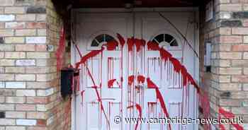 Red paint daubed across Cambridge Labour HQ entrance by protesters