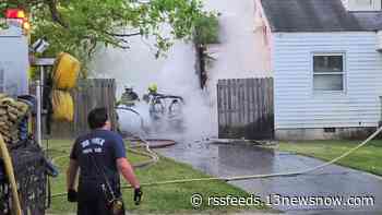 Electric car fire spread to Norfolk home, displacing 4