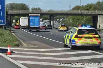 M40 closed after lorry hits motorway bridge in serious crash