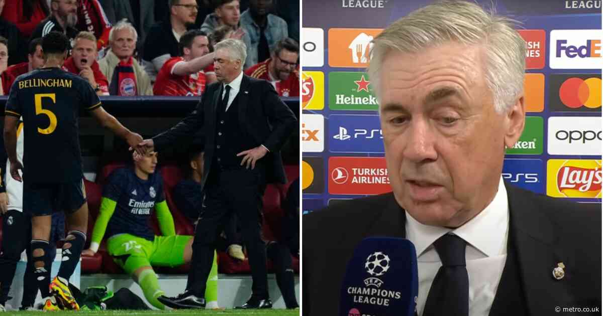 Carlo Ancelotti reveals why he brought Jude Bellingham off in Real Madrid’s draw with Bayern Munich